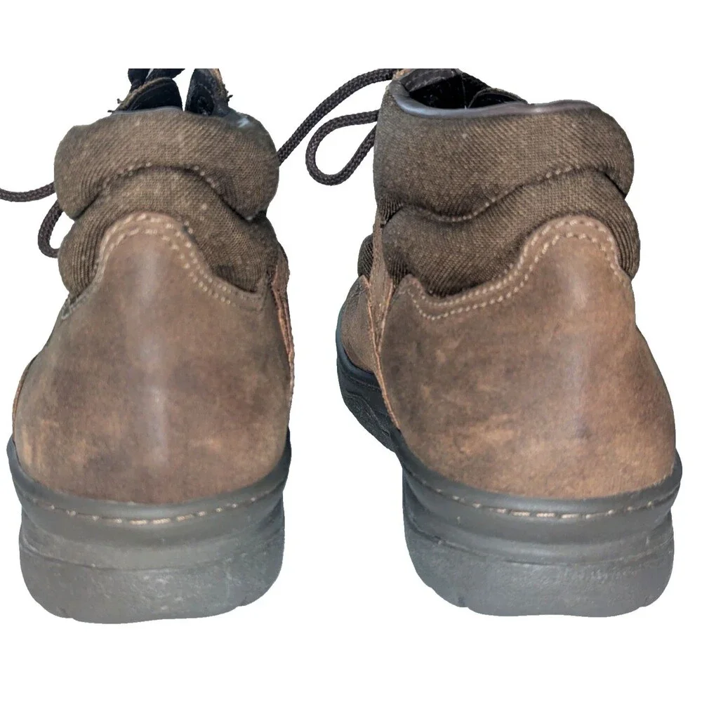 Vintage Florsheim Outdoorsman Men's Hiking Boots 12D Dark Brown leather & Canvas